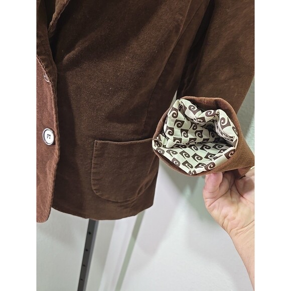 Pierre Cardin Y2K 2000s Brown Classic Office Career Corduroy Blazer Womens Sz 12 - Picture 3 of 6